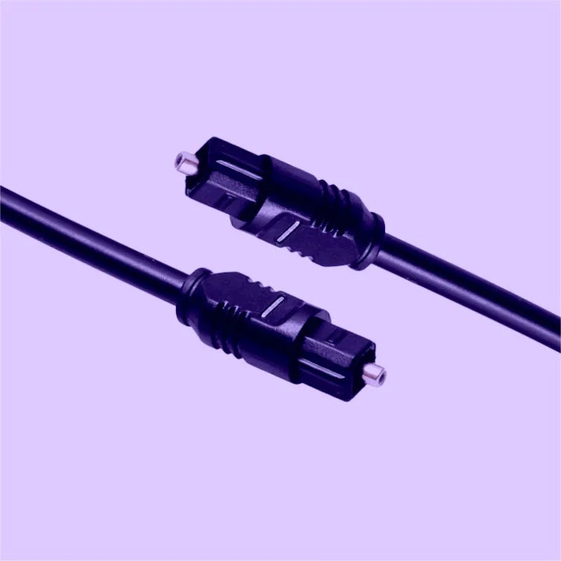 Black 2 metre Toslink digital optical audio cable with square mouth connectors