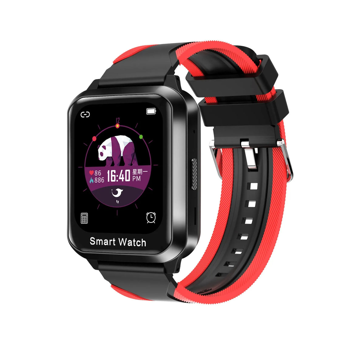 Bluetooth smart bracelet with 1.78-inch touchscreen display on silicone wristband in black colour