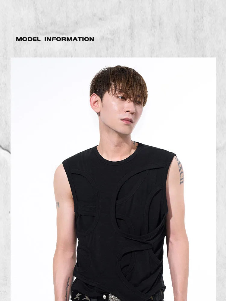 Men's solid colour Lyocell vest with round neck tank-top design for summer wear