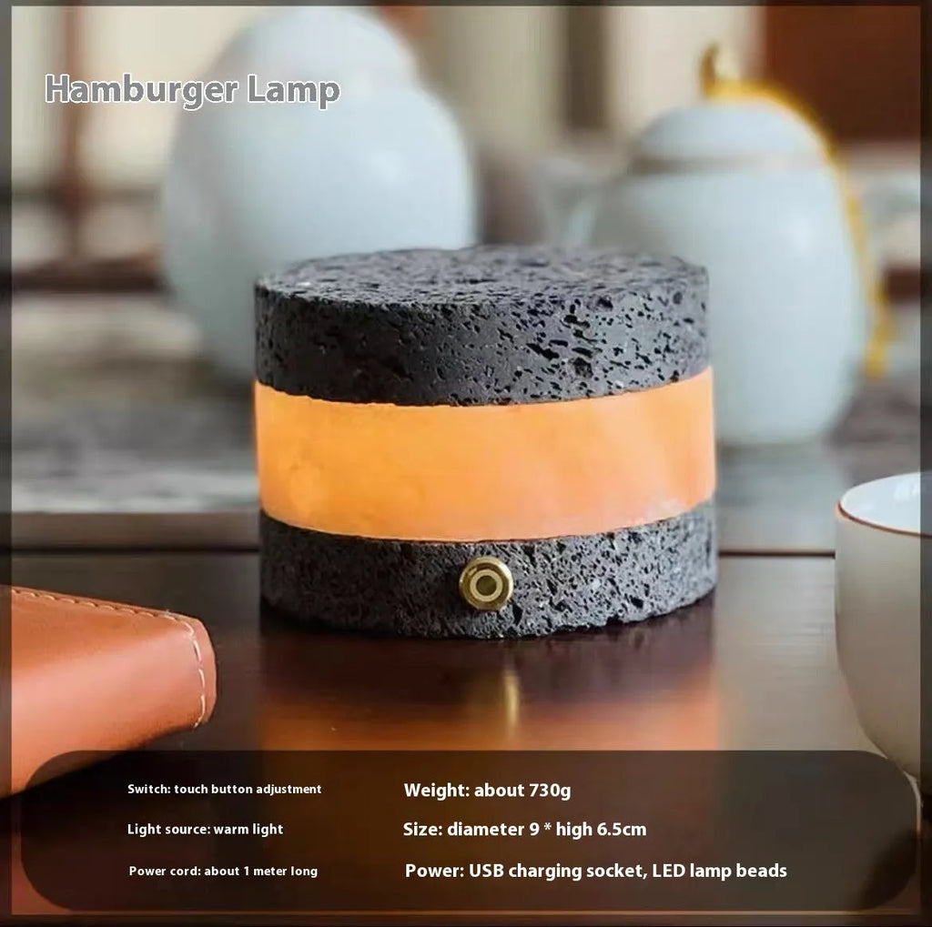 Orange volcanic rock USB night light with essential oil diffuser measuring 9cm by 7.5cm