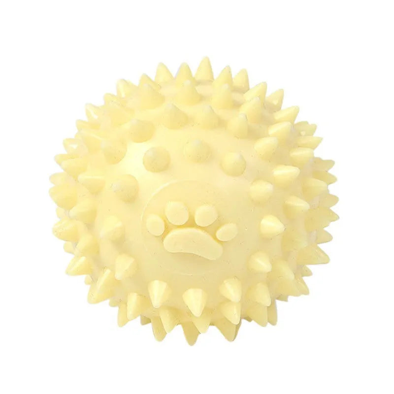 Blue TPR rubber dog chewing toy with textured surface for dental hygiene, 6cm diameter footprint ball