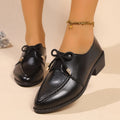 Women's British-style leather shoes with decorative bow detail in three style options