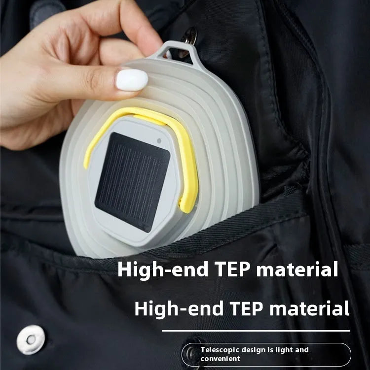 White camping lamp with a single-key switch, designed for large-capacity tent and outdoor lighting.