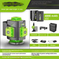 16-line green laser level with compact black housing showing multiple laser projections for alignment
