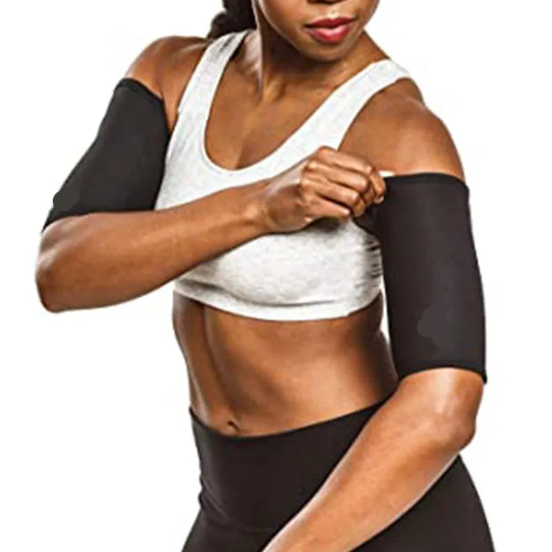 Blue and silver sports arm band sweatband with binding band, shown in various size options.