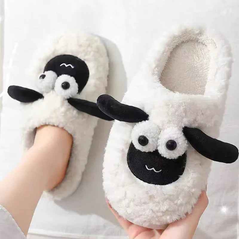 Slip-on slippers with suede upper and PVC sole in white, grey, and brown colour options