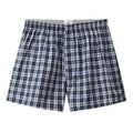 Men's loose cotton boxer shorts in blue, black and white plaid and red plaid, mid waist woven plus size S to XL