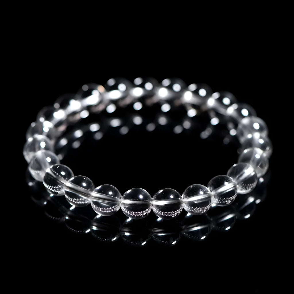 Natural Donghai Old Mine white crystal round bead bracelet in geometric unisex style.