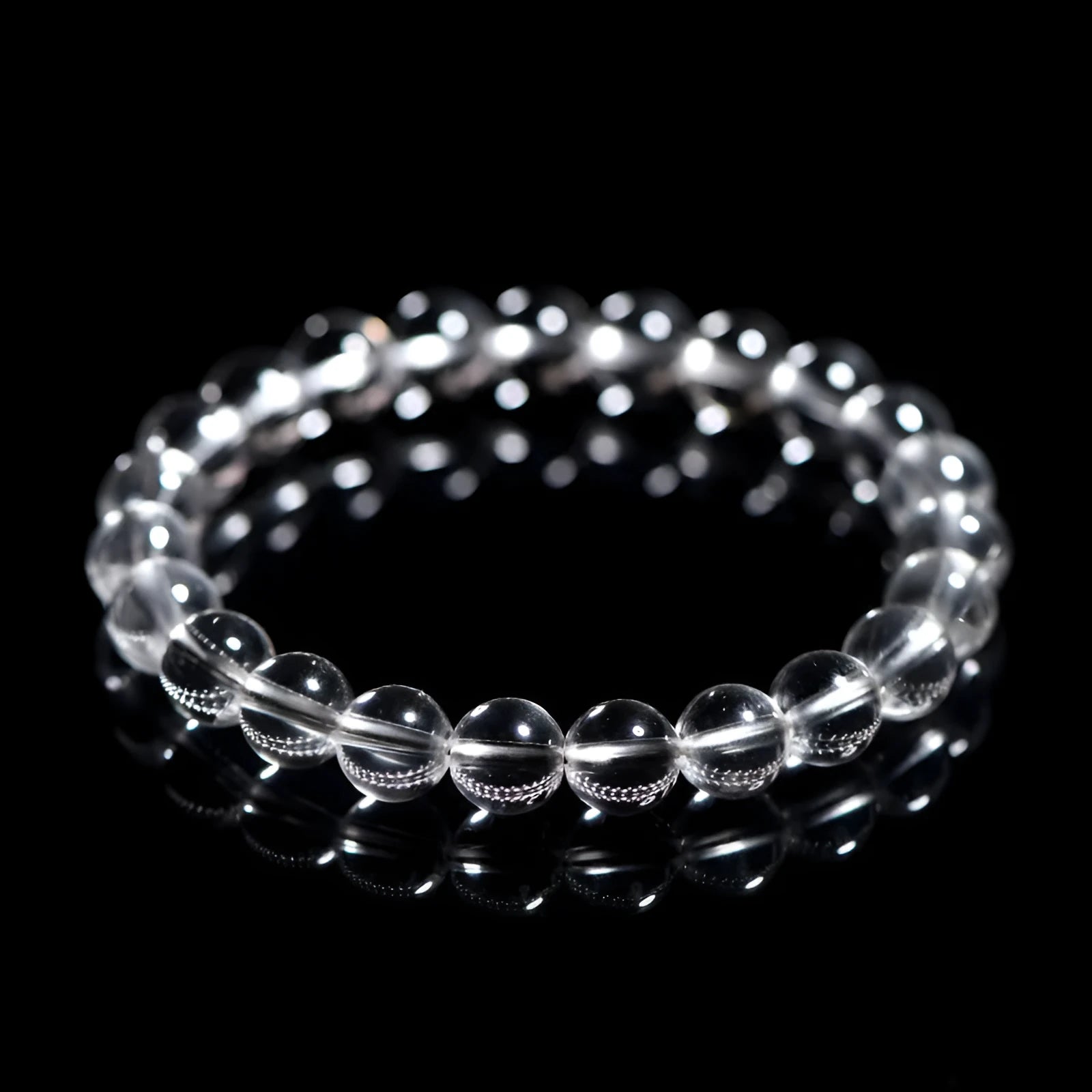 Natural Donghai Old Mine white crystal round bead bracelet in geometric unisex style.
