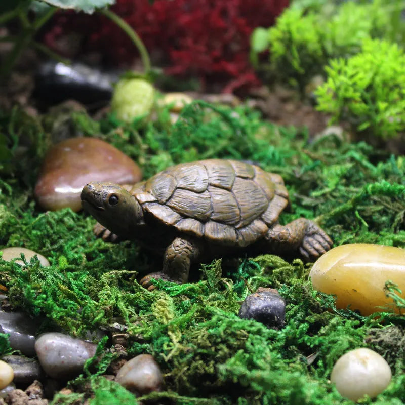 Coloured resin simulation turtle ornament for garden and tabletop decoration