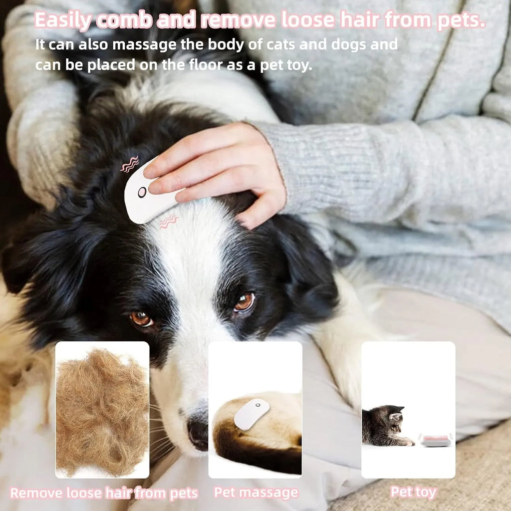 Pink electric pet massage brush with TPE teeth for cat and dog grooming