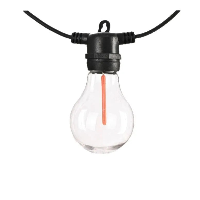 Outdoor decorative string lights with 10 LED bulbs on 5 metre waterproof cable