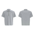 Men's loose polo shirt with embroidery sequins on square collar and short sleeves in black, grey, or white