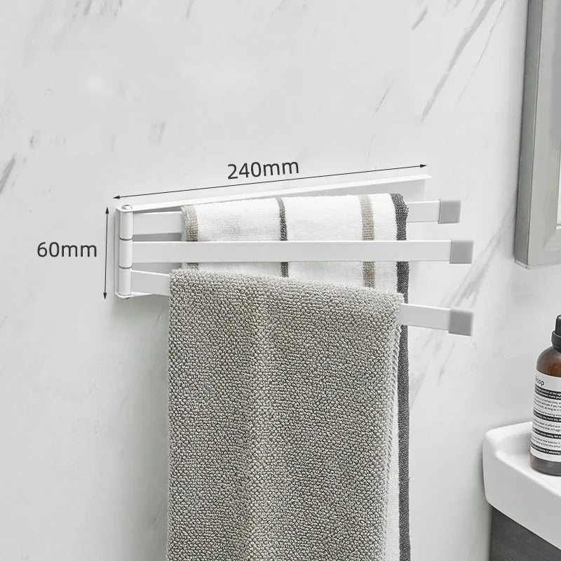 Nordic folding towel rack in carbon steel with black or white finish, mounted with adhesive without drilling
