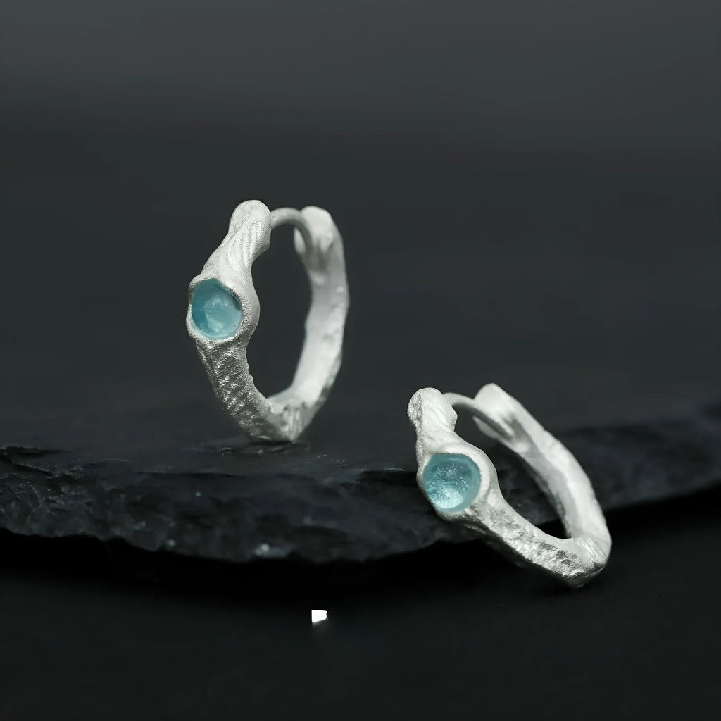 Women's burnt silver geometric ear clip made from 925 sterling silver.