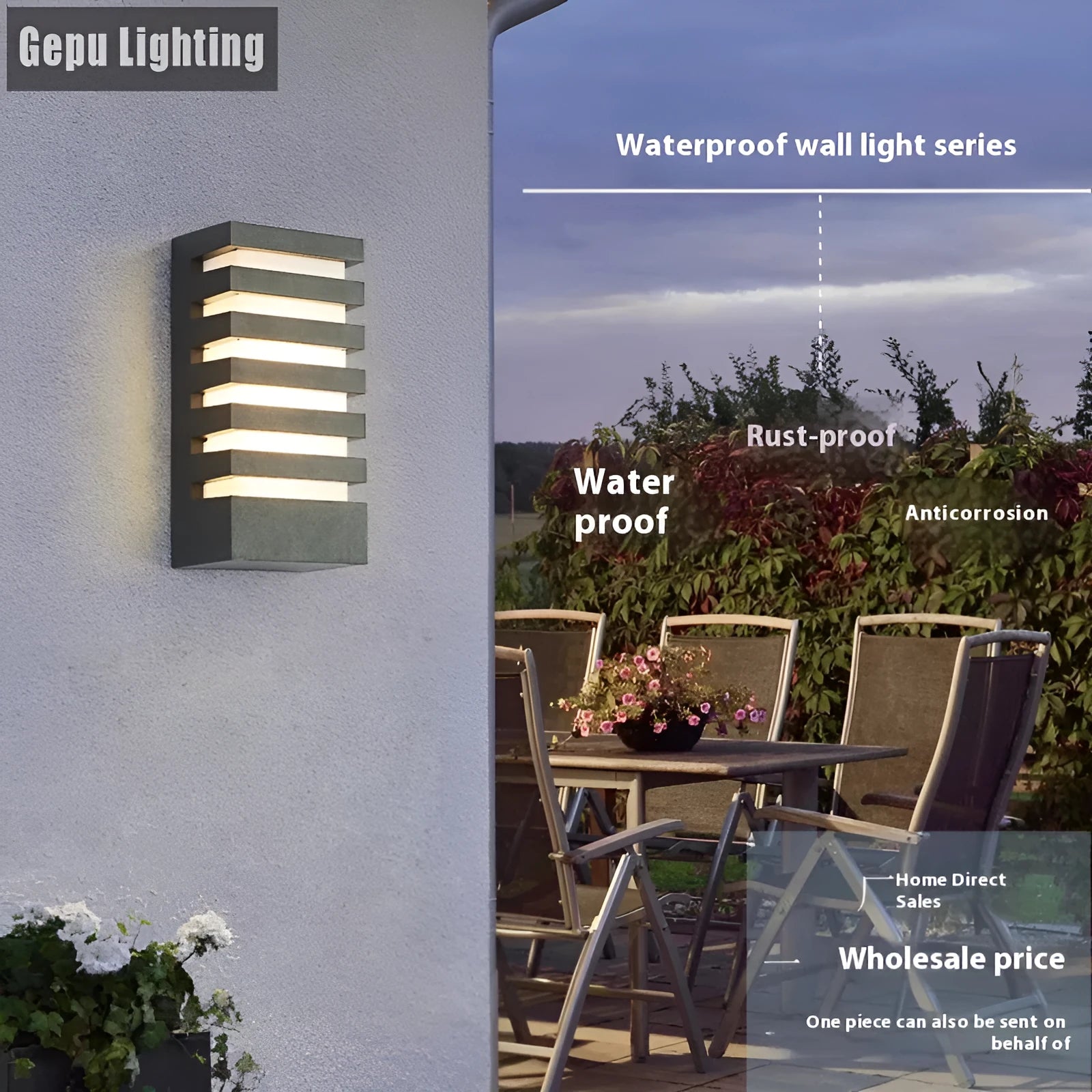 Minimalist silver aluminium alloy outdoor wall lamp with IP55 rating