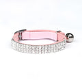 Rhinestone-decorated velvet cat collar adjustable from 20-30 cm in five colour options