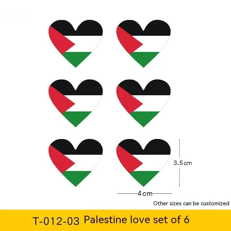 Palestinian flag car decal sticker on a vehicle window, showing PET material durability.