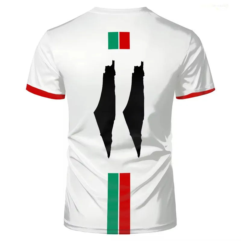 3D printed football T-shirt in black with raised stereo pattern design and half sleeves