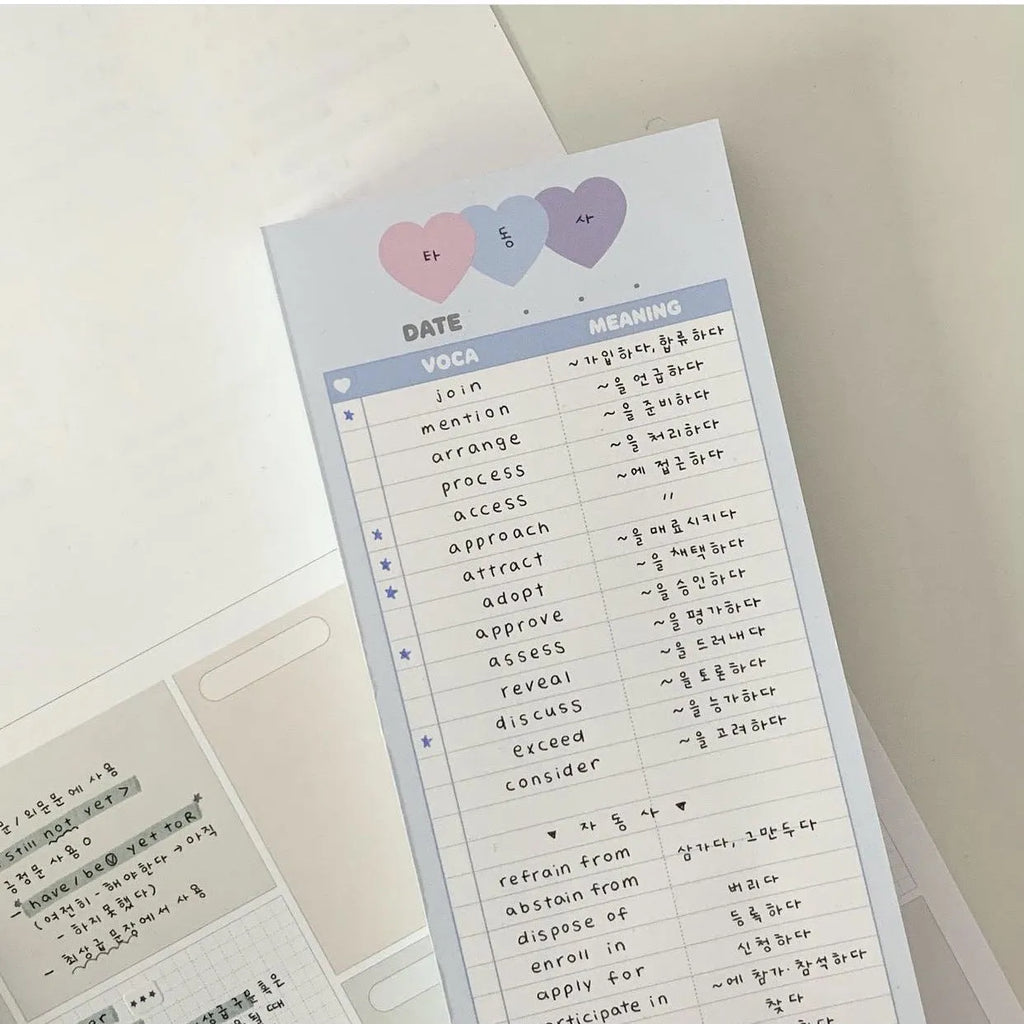 B5 half-size English learning notepad with double-sided printing in choice of pink, purple or blue cover