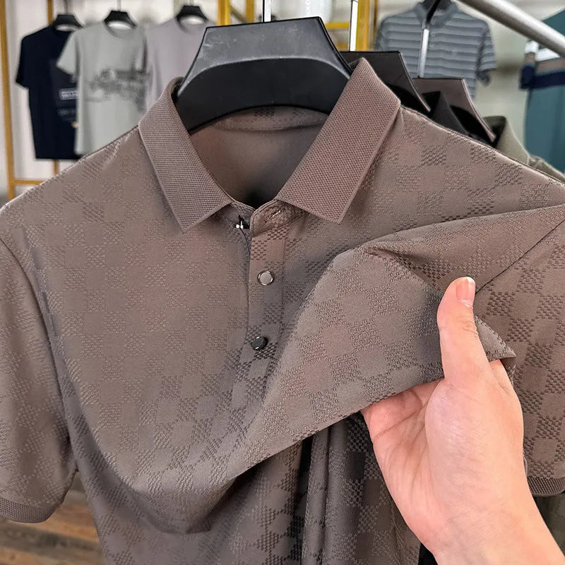 Rhombus brand thin short sleeve T-shirt in black with a slit detail on the front.