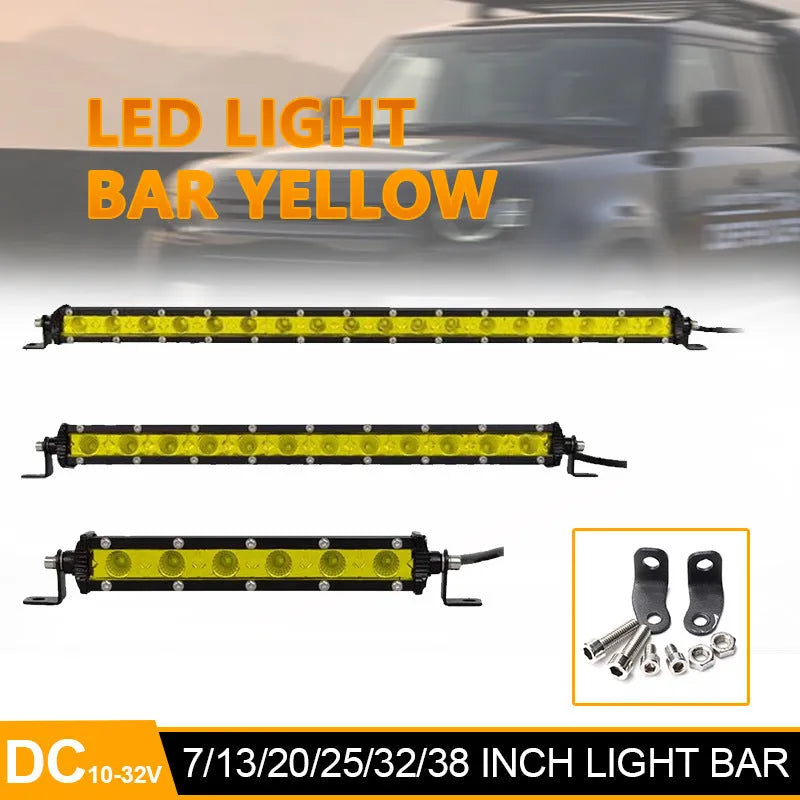 25-inch single row aluminium LED light bar for cars with mounting brackets
