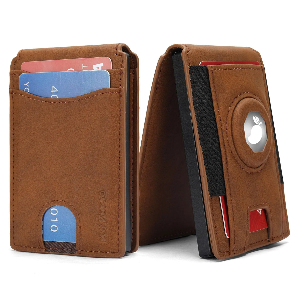 Men's slim card holder wallet in black synthetic leather with RFID blocking protection