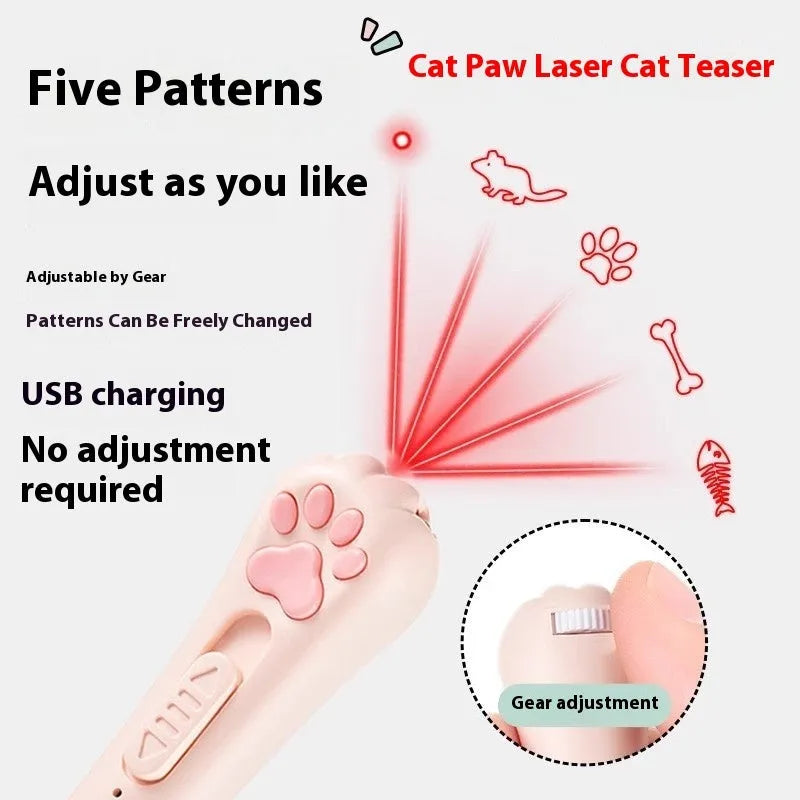 Electronic cat teaser with illuminated wand in cream white, pink, and blue colour options