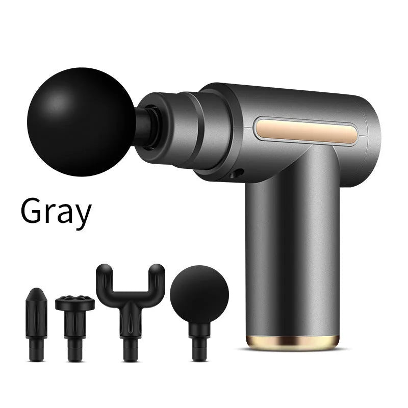 Green rechargeable mini fascia gun electric handheld massager for muscle fitness and neck relief