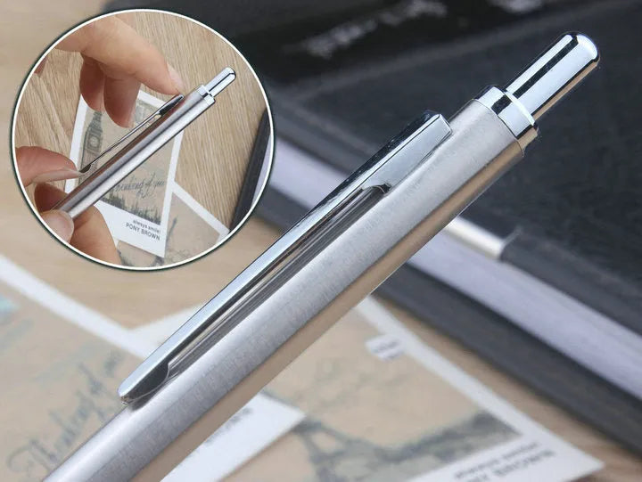 Metal mechanical pencil available in 0.5mm, 0.7mm, and 2.0mm sizes for technical drawing