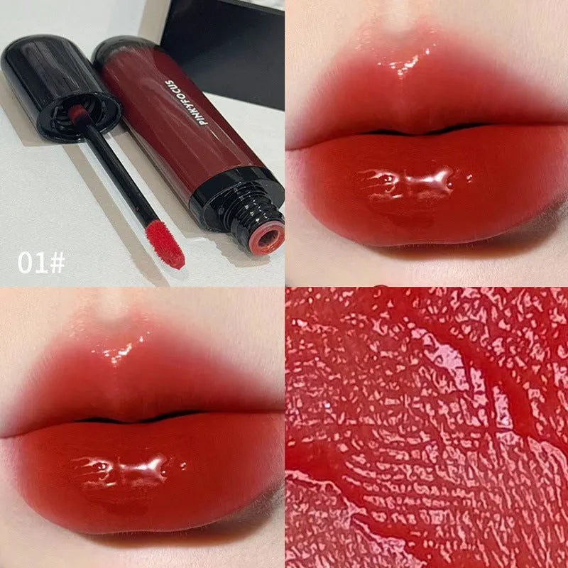 Black Shiny Makeup Mirror Lip Lacquer in six colour options with glossy finish