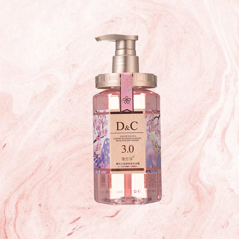 Sakura shampoo, conditioner and shower gel set, three 500ml bottles.