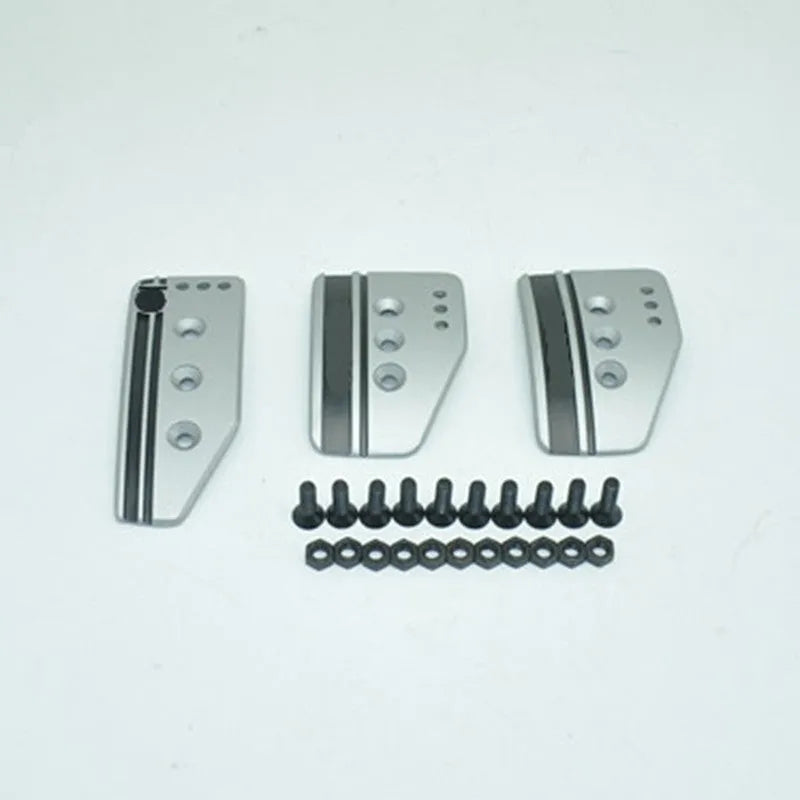 Aluminium alloy manual transmission pedal set showing brake, accelerator, and clutch pedals