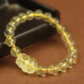 Yellow leather bracelet with artificial crystal Pi Xiu charms in Chinese national style