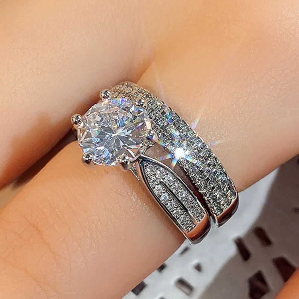 White gold colour alloy wedding combined ring simple bracelet with geometric shape and round elements