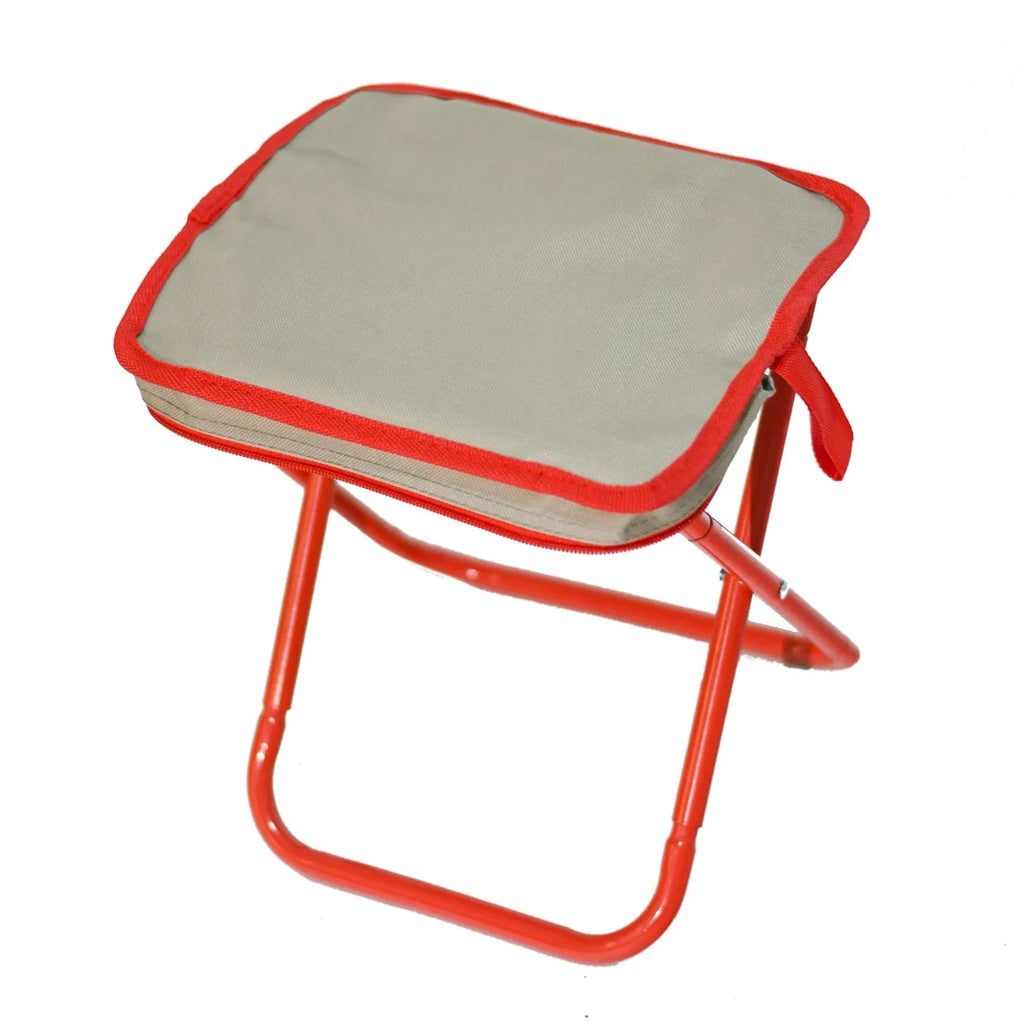 Lightweight foldable outdoor camp stool in oxford cloth, shown in a flat pencil box style.