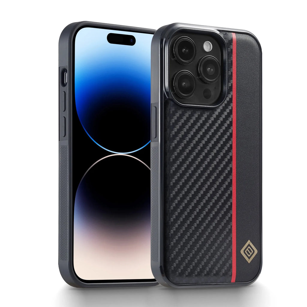 Black imitation leather phone shell with frosted finish and plaid pattern for Apple iPhone