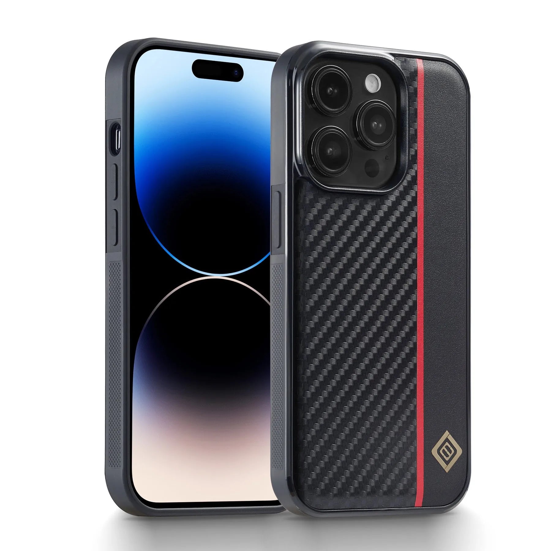 Black imitation leather phone shell with frosted finish and plaid pattern for Apple iPhone