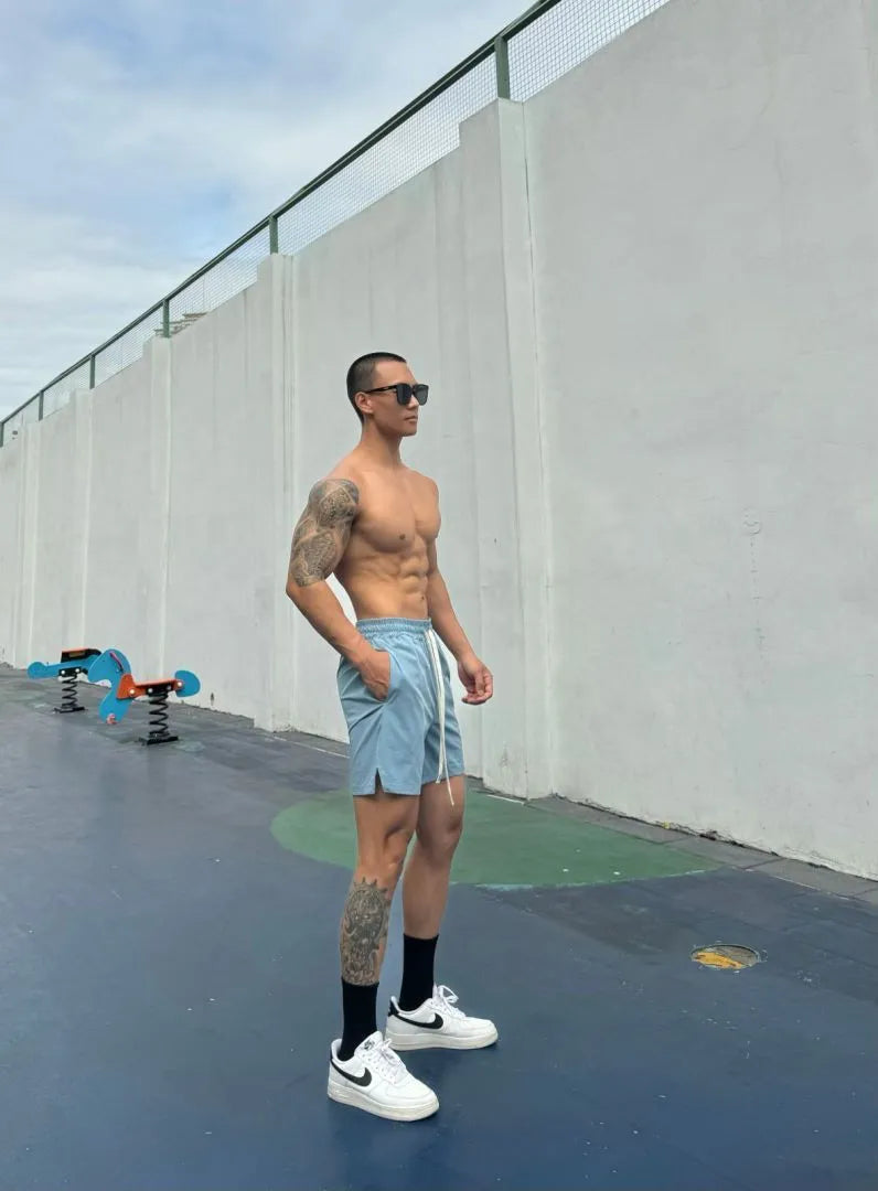 Men's ice silk quick-dry double-layer casual shorts in various colours