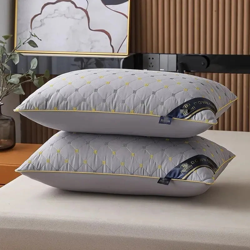 A polyester pillow core in a choice of colours, showing the standard 48x74cm size and different fill densities.
