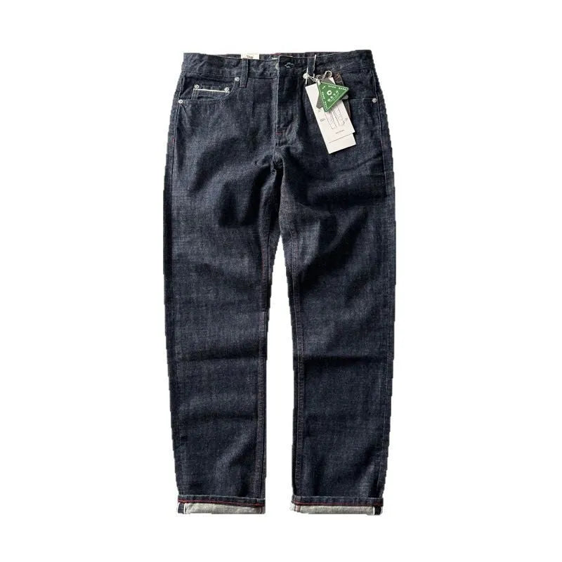 Men's straight leg American retro style jeans in primary colour denim fabric