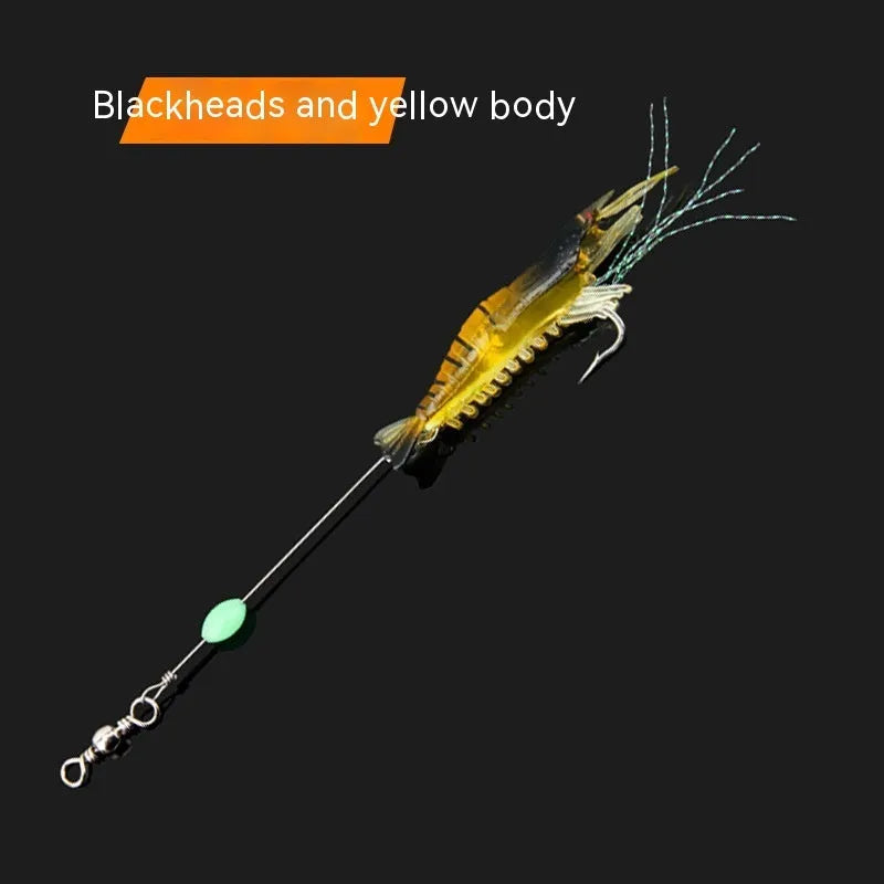 Luer soft fishing lure set with pre-attached hooks showing six different colour variations including luminous options