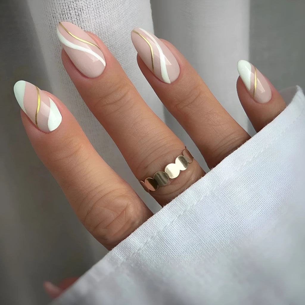 Golden Lines plaid pattern wearable nail stickers with plastic armour backing