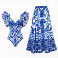 Women's printed one-piece swimsuit in polyester available in multiple colours and sizes