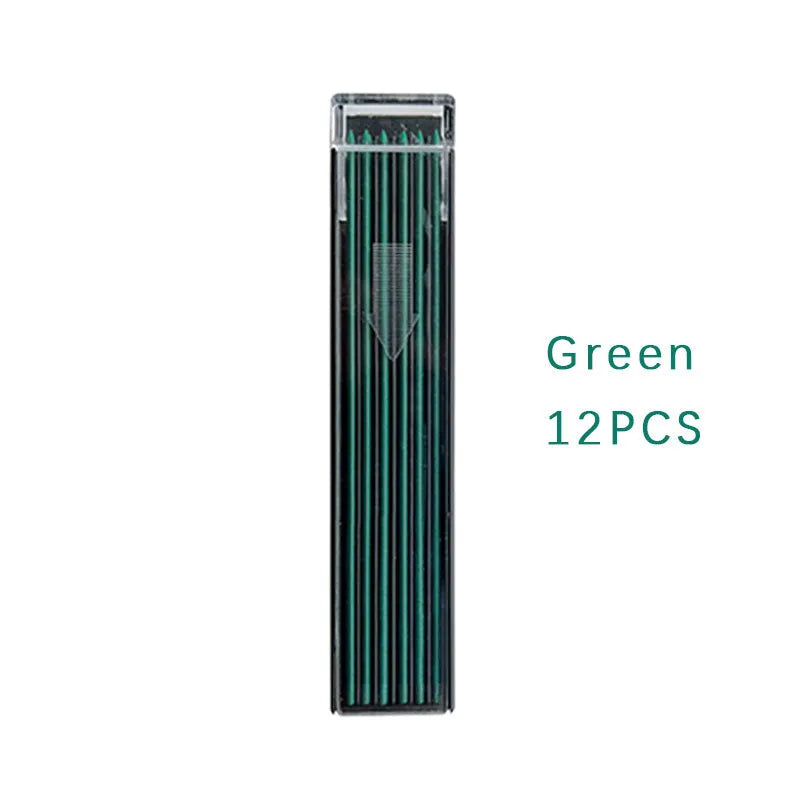Boxed 0.7mm HB mechanical pencil refill leads in rainbow colours with plastic barrel tubes