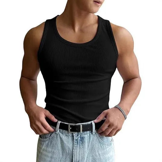Men's tight-fit sports t-shirt with wool lining in black colour shown front view