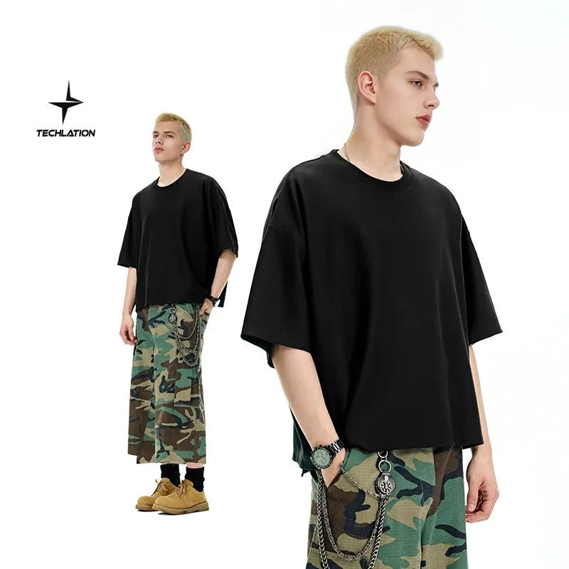 Men's sand grey loose fit short sleeve t-shirt with quick-dry cotton polyester fabric