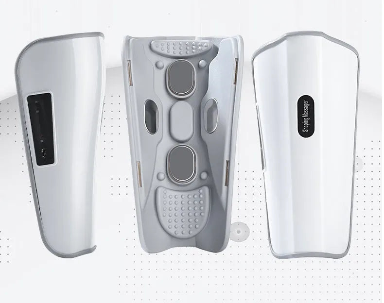 White plastic leg and calf massager unit with mechanical controls for acupoint massage and infrared heat therapy.