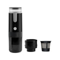 Black portable K cup coffee machine for car use and outdoor camping with compact mini design