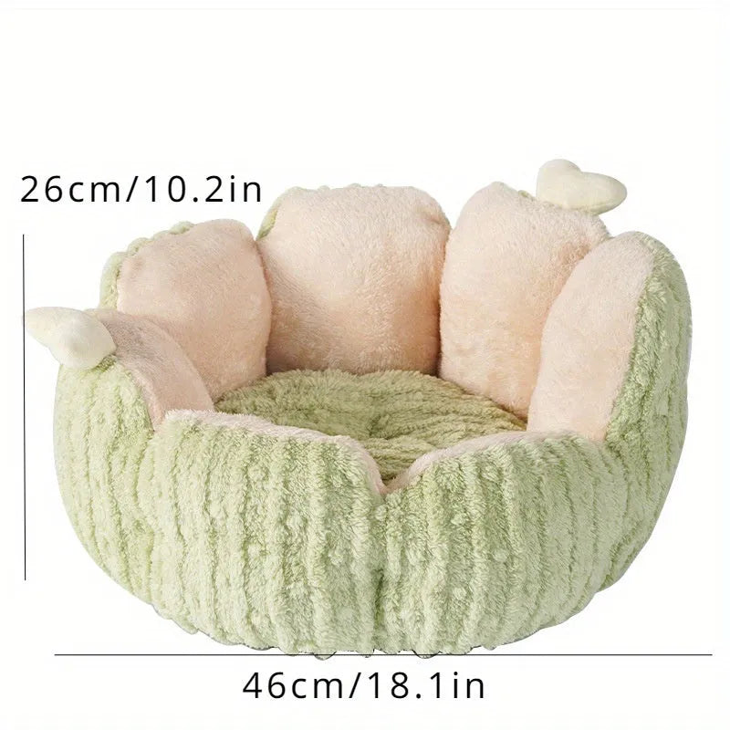 Green cactus design soft pet kennel showing large 60x35cm size for cat litter containment